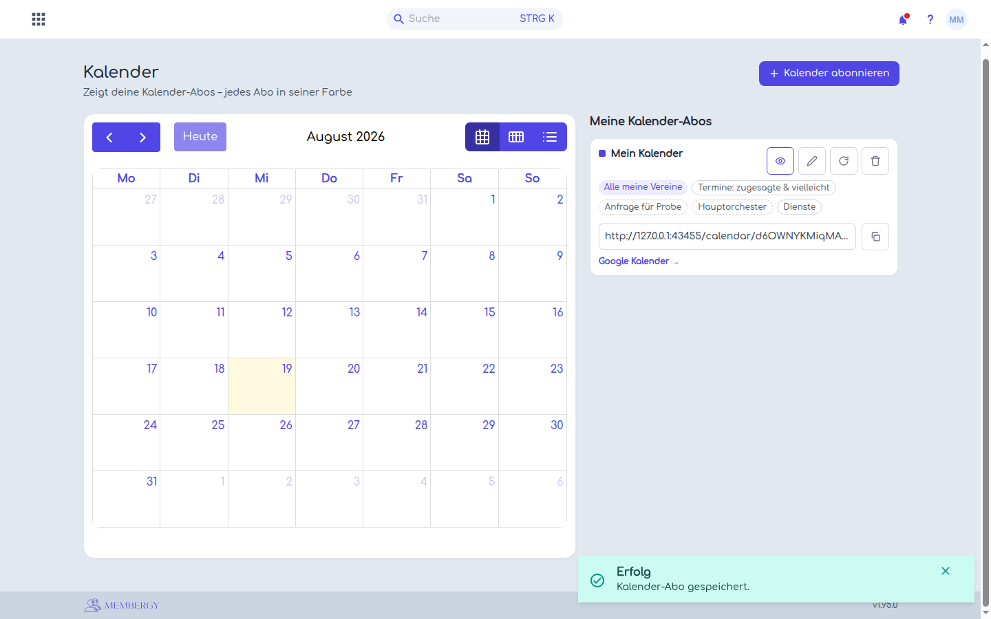 Persönlicher iCal-Link mit Kopierfunktion