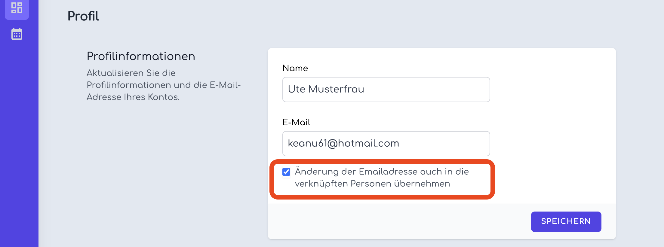 Email-Adresse im Profil ändern