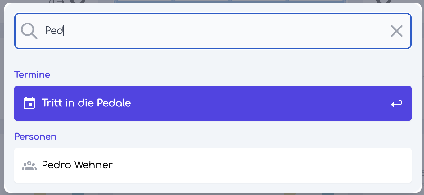 Ergebnisse der globalen Suche