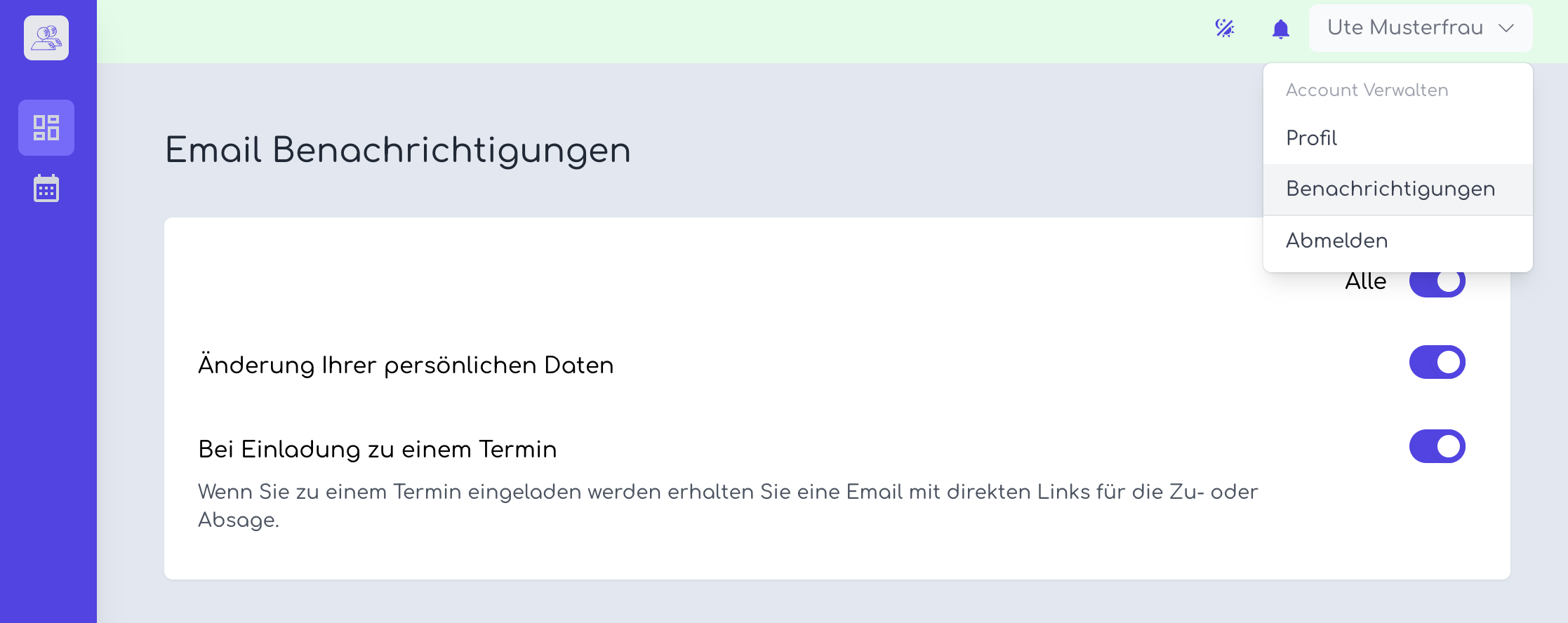 Benachrichtigungs-Einstellungen öffnen
