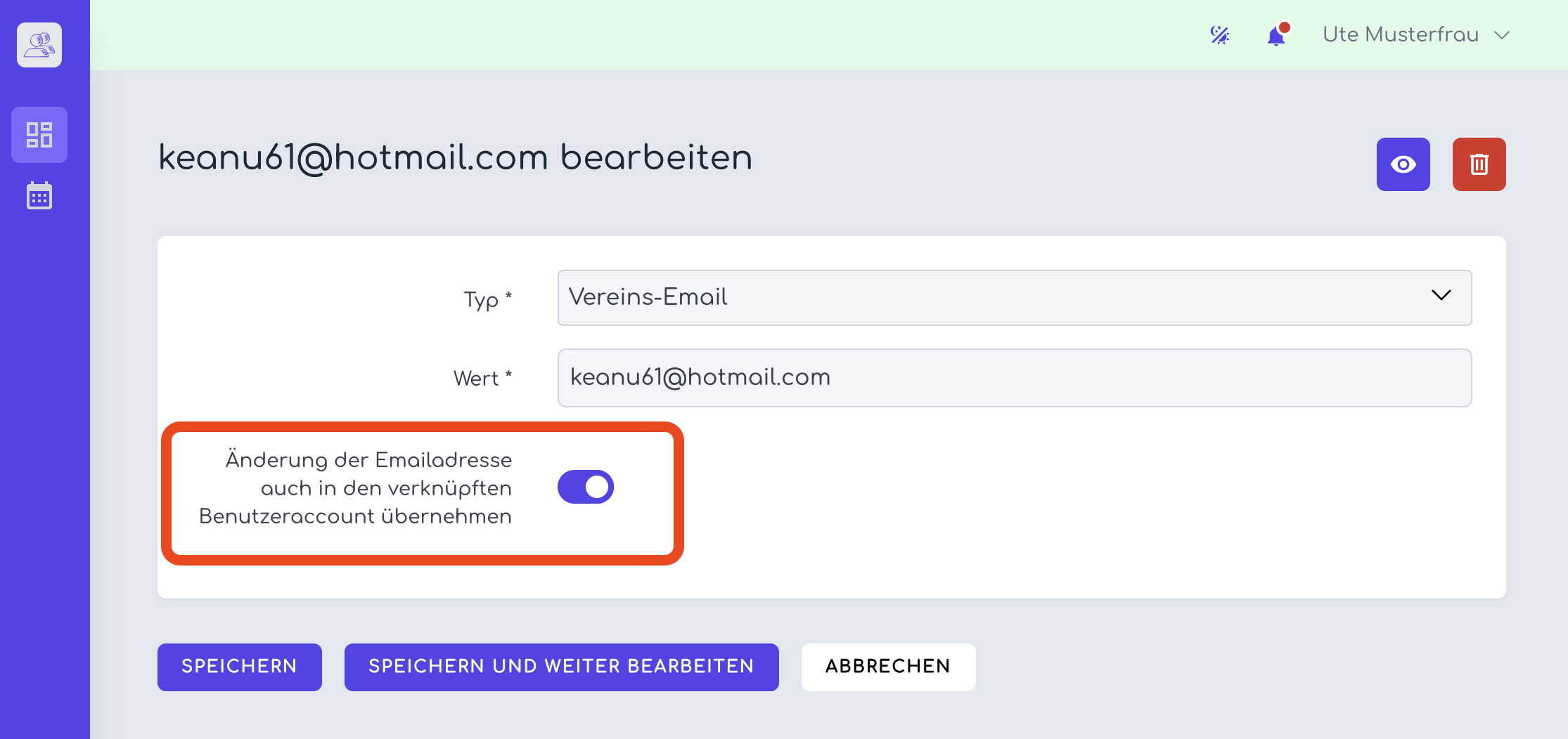 Login-Email und Kontaktdaten gemeinsam ändern